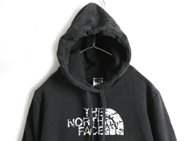■ ノースフェイス プリント スウェット フード パーカー ( レディース L ) The North Face アウトドア プルオーバー 裏起毛 黒 ブラック