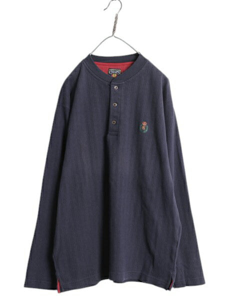 80s チャップス ラルフローレン ヘンリーネック 長袖 Tシャツ メンズ L / ヴィンテージ ポロ ロンT ヘビーウェイト ストライプ カットソー