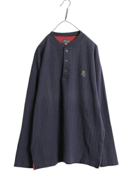 80s チャップス ラルフローレン ヘンリーネック 長袖 Tシャツ メンズ L / ヴィンテージ ポロ ロンT ヘビーウェイト ストライプ カットソー