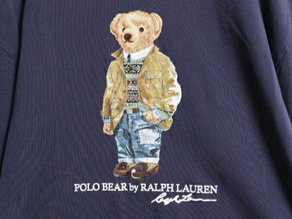 ポロベア ポロ ラルフローレン プリント 長袖 Tシャツ メンズ M 古着 ロンT プリントT キャラクター クルーネック ロングスリーブ ネイビー