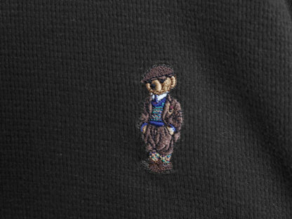 ポロベア ポロ ラルフローレン 長袖 サーマル Tシャツ メンズ L / ロンT キャラクター 刺繍 ワッフル ワンポイント ブラック カットソー 黒