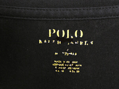 ポロ ラルフローレン 長袖 Tシャツ メンズ M / 古着 ロンT ロゴT コットン ワンポイント ロングスリーブ カットソー クルーネック ブラック