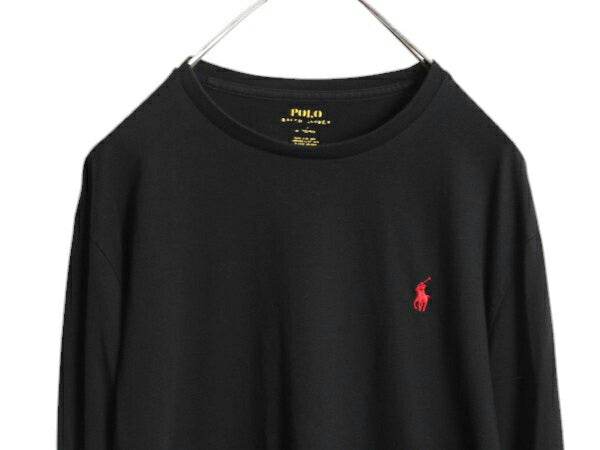 ポロ ラルフローレン 長袖 Tシャツ メンズ M / 古着 ロンT ロゴT コットン ワンポイント ロングスリーブ カットソー クルーネック ブラック