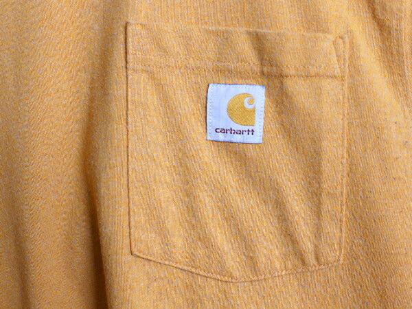 US企画 カーハート ポケット付き プリント 長袖 Tシャツ メンズ M CARHARTT ロンT ポケットT ロゴT プリントT ワンポイント ヘビーウェイト