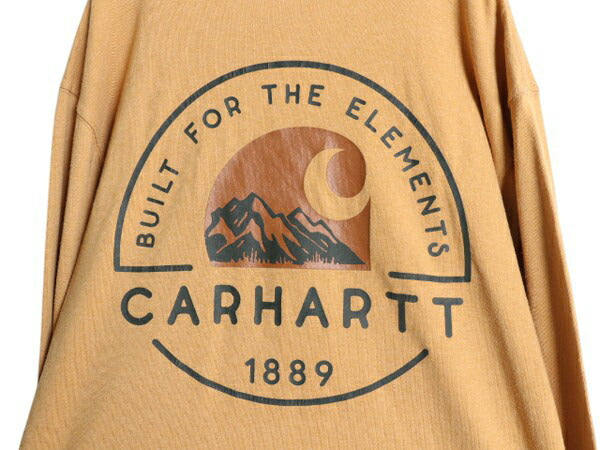 US企画 カーハート ポケット付き プリント 長袖 Tシャツ メンズ M CARHARTT ロンT ポケットT ロゴT プリントT ワンポイント ヘビーウェイト