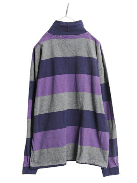 90s USA製 OLD GAP タートルネック ボーダー 長袖 Tシャツ メンズ M 古着 オールド ギャップ ラガーシャツ 素材 ヘビーウェイト ハイネック