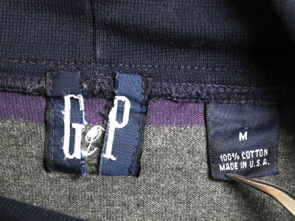 90s USA製 OLD GAP タートルネック ボーダー 長袖 Tシャツ メンズ M 古着 オールド ギャップ ラガーシャツ 素材 ヘビーウェイト ハイネック