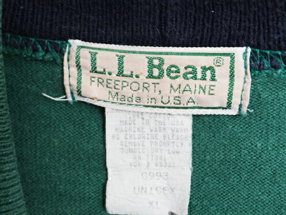 80s USA製 エルエルビーン モックネック ボーダー 長袖 Tシャツ メンズ レディース XL ヴィンテージ LLBEAN ロンT ラガーシャツ 素材 厚手