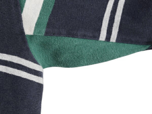 80s USA製 エルエルビーン モックネック ボーダー 長袖 Tシャツ メンズ レディース XL ヴィンテージ LLBEAN ロンT ラガーシャツ 素材 厚手