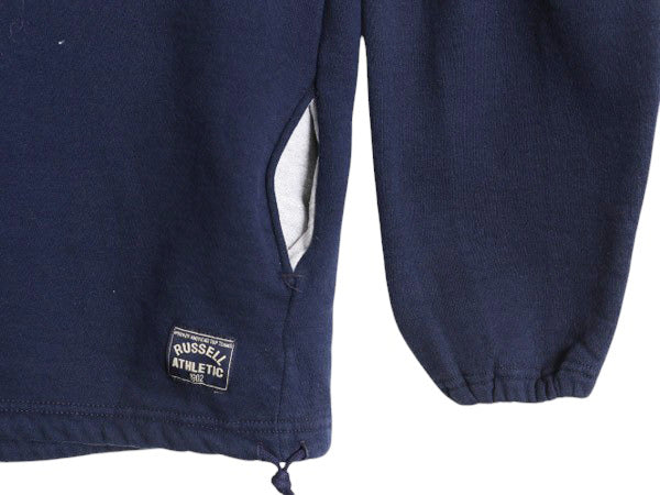 90s USA製 ラッセル ハーフジップ 無地 スウェット メンズ レディース XL オールド RUSSELL 裏起毛 ハイネック トレーナー 大きいサイズ 紺