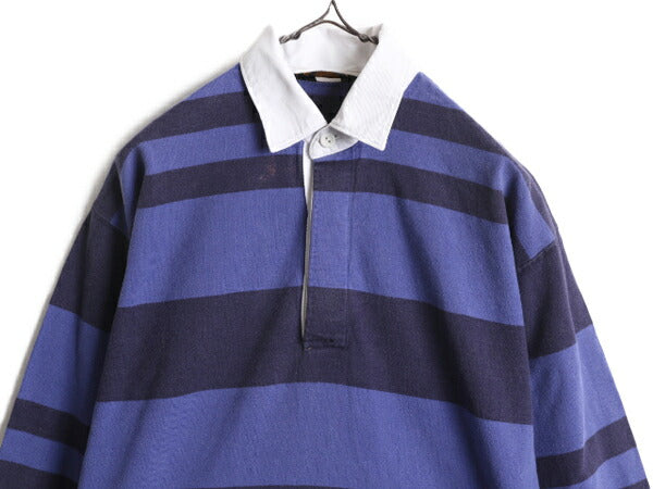 80s エディーバウアー ボーダー 長袖 ラガー シャツ メンズ M / 80年代 ヴィンテージ Eddie Bauer ラグビーシャツ ヘビーウェイト 2トーン