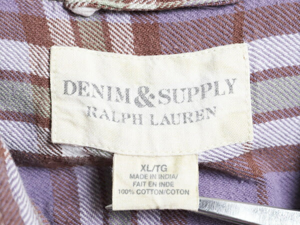 デニム&サプライ ラルフローレン チェック フランネル シャツ メンズ XL DENIM&SUPPLY ポロ ネルシャツ 長袖シャツ コットン 大きいサイズ
