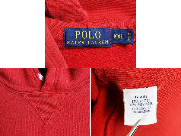 ポロ ラルフローレン スウェット フード パーカー メンズ XXL / トレーナー プルオーバー 前V 裏起毛 ワッペン フェルト ロゴ 大きいサイズ