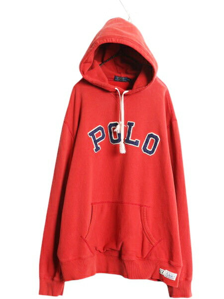ポロ ラルフローレン スウェット フード パーカー メンズ XXL / トレーナー プルオーバー 前V 裏起毛 ワッペン フェルト ロゴ 大きいサイズ