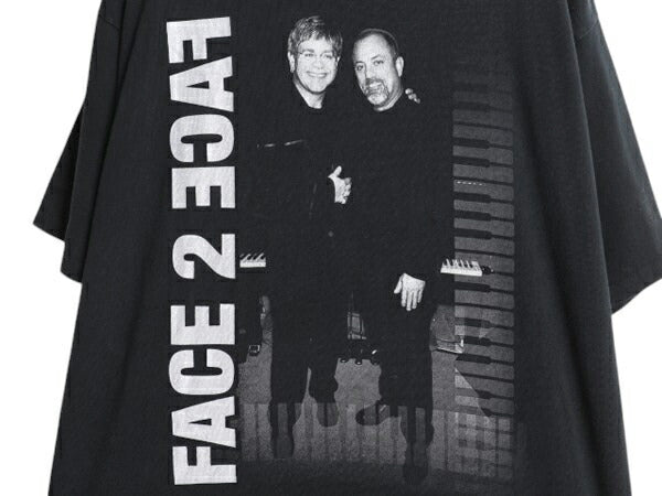 00s ビリージョエル x エルトンジョン ツアー プリント Tシャツ メンズ XL 古着 オールド オフィシャル 当時物 フォト シングルステッチ 黒