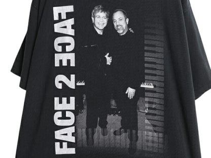 00s ビリージョエル x エルトンジョン ツアー プリント Tシャツ メンズ XL 古着 オールド オフィシャル 当時物 フォト シングルステッチ 黒