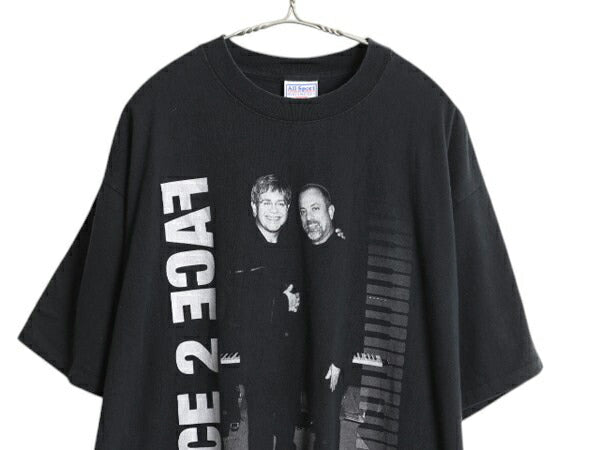 00s ビリージョエル x エルトンジョン ツアー プリント Tシャツ メンズ XL 古着 オールド オフィシャル 当時物 フォト シングルステッチ 黒