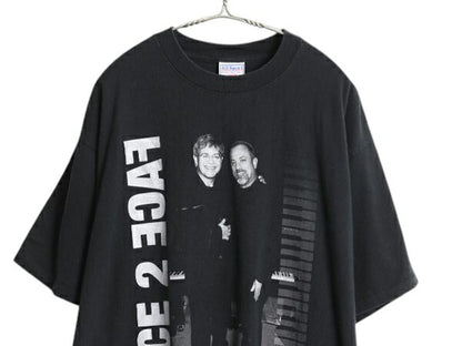 00s ビリージョエル x エルトンジョン ツアー プリント Tシャツ メンズ XL 古着 オールド オフィシャル 当時物 フォト シングルステッチ 黒