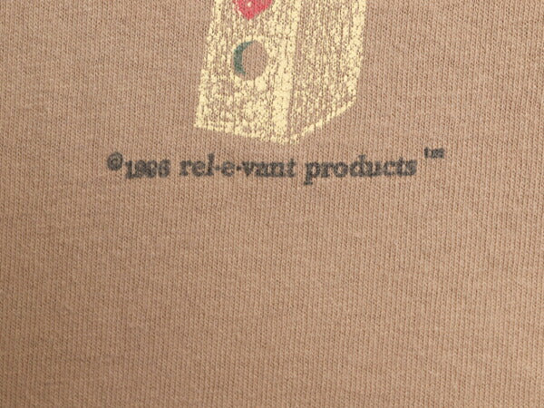 90s USA製 rel e vant products 鳥小屋 イラスト プリント Tシャツ メンズ レディース XL オールド アニマル アート シングルステッチ 総柄