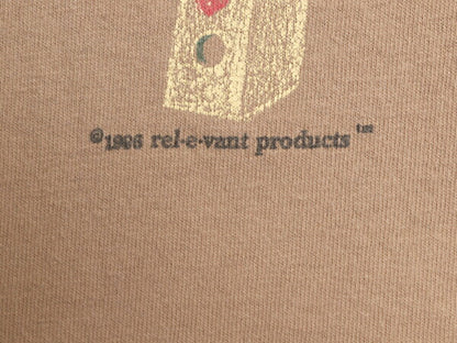 90s USA製 rel e vant products 鳥小屋 イラスト プリント Tシャツ メンズ レディース XL オールド アニマル アート シングルステッチ 総柄