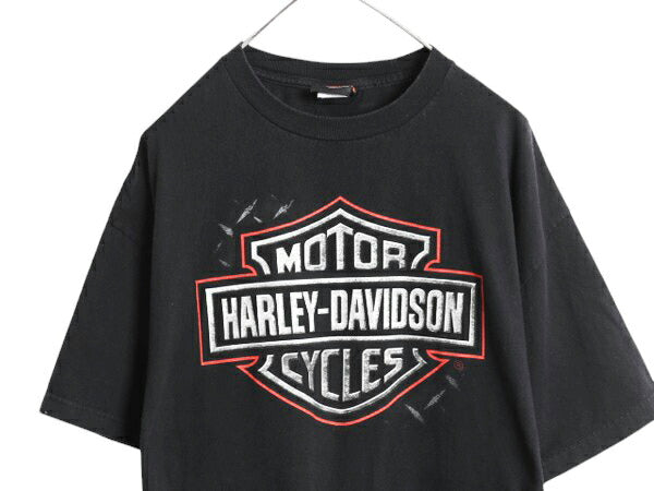 ハーレー ダビットソン プリント Tシャツ メンズ XL オフィシャル ヘビーウェイト バイク イーグル イラスト グラフィック 黒 大きいサイズ