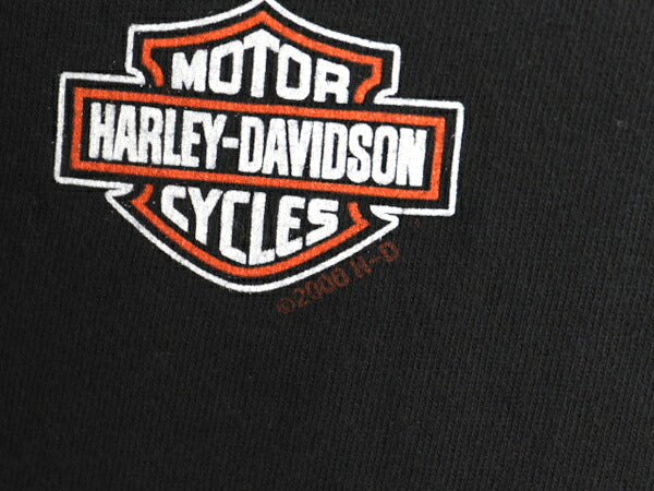00s ハーレー ダビットソン 両面 プリント Tシャツ メンズ L 程/ 古着 オールド オフィシャル バイク メッセージ イラスト グラフィック 黒