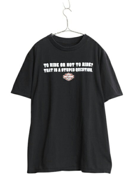 00s ハーレー ダビットソン 両面 プリント Tシャツ メンズ L 程/ 古着 オールド オフィシャル バイク メッセージ イラスト グラフィック 黒