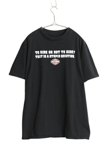00s ハーレー ダビットソン 両面 プリント Tシャツ メンズ L 程/ 古着 オールド オフィシャル バイク メッセージ イラスト グラフィック 黒