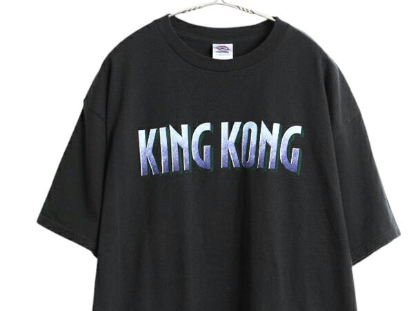 00s USA製 キングコング ロゴ プリント Tシャツ メンズ XL 古着 映画 オフィシャル 当時物 ムービー ヘビーウェイト 大きいサイズ ブラック