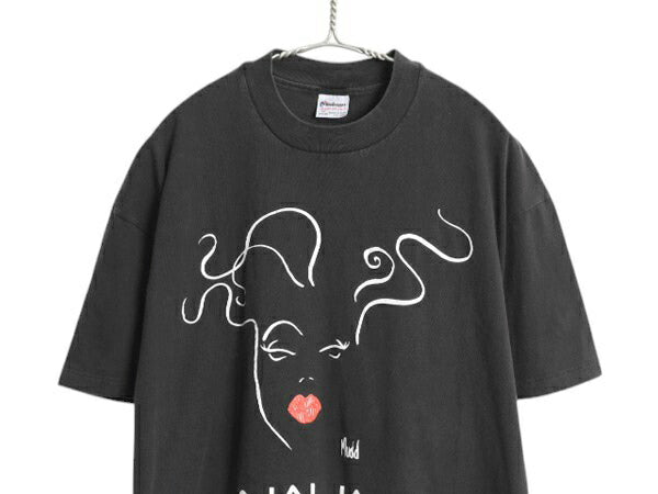 90s USA製 アート イラスト プリント Tシャツ メンズ XL / 古着 オールド シングルステッチ グラフィック ヘビーウェイト 大きいサイズ 黒