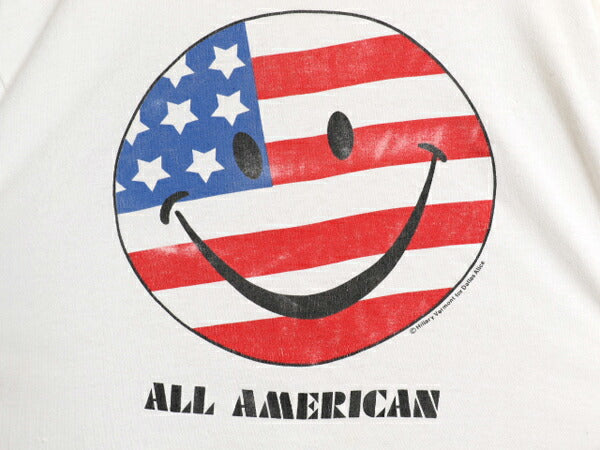 90s USA製 星条旗 スマイル イラスト プリント Tシャツ メンズ XL / オールド 当時物 シングルステッチ ニコちゃん キャラクター ホワイト