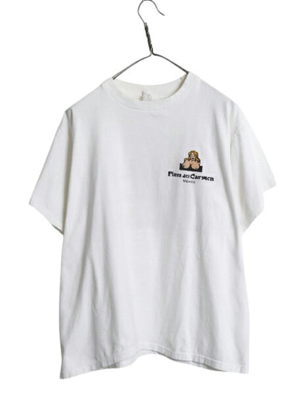 90s 00s おっぱい イラスト 両面 プリント Tシャツ メンズ L オールド エロ 下ネタ ジョーク アート グラフィック ヘビーウェイト ホワイト
