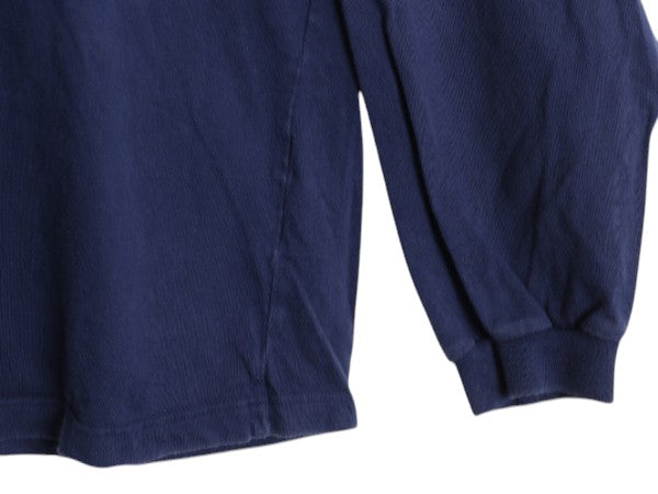 90s ナイキ モックネック スウッシュ 両面 プリント 長袖 Tシャツ メンズ XL 古着 オールド ロングTシャツ ヘビーウェイト ロンT ネイビー