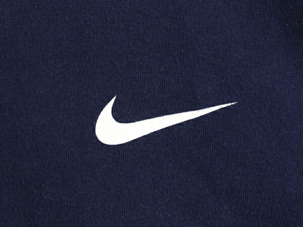 90s ナイキ モックネック スウッシュ 両面 プリント 長袖 Tシャツ メンズ XL 古着 オールド ロングTシャツ ヘビーウェイト ロンT ネイビー