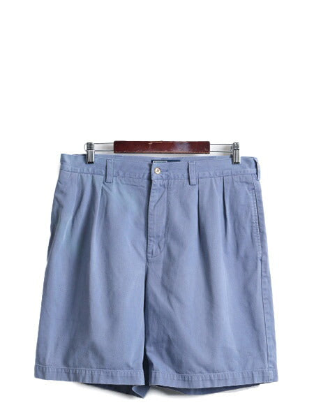 90s ポロ ラルフローレン 2タック コットン チノ ショートパンツ メンズ 34 / 90年代 オールド 短パン ショーツ ポロチノ ワンポイント 青