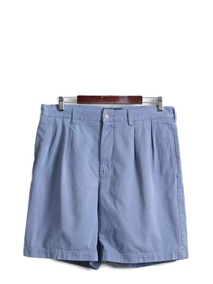 90s ポロ ラルフローレン 2タック コットン チノ ショートパンツ メンズ 34 / 90年代 オールド 短パン ショーツ ポロチノ ワンポイント 青
