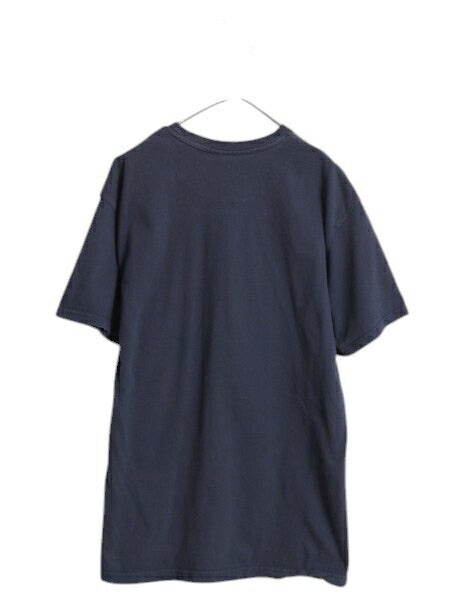 ナイキ ヤンキース ロゴ パッチ 刺繍 半袖 Tシャツ メンズ XL / MLB オフィシャル 大リーグ 野球 スウッシュ 前V 紺 大きいサイズ シンプル