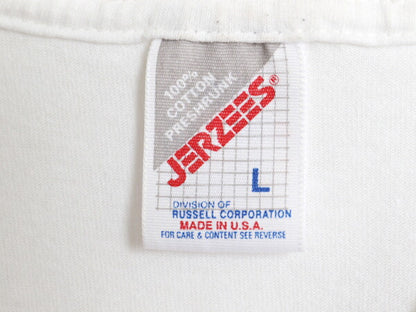 90s USA製 ナスカー イラスト プリント Tシャツ メンズ L オールド アート グラフィック ヘビーウェイト テキサコ 企業物 白 アメ車 旧車