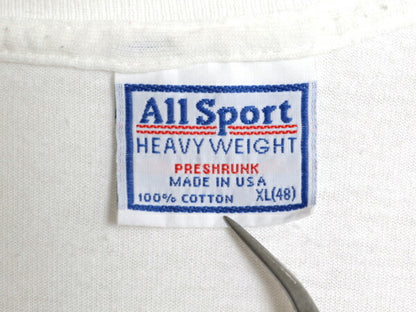 90s USA製 カレッジ アート プリント 長袖 Tシャツ メンズ XL 古着 オールド ロングスリーブ ロンT イラスト グラフィック 大きいサイズ 白