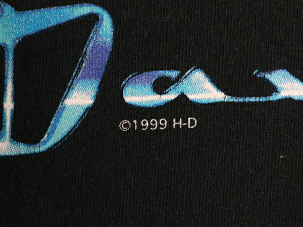 90s ハーレー ダビットソン 両面 プリント Tシャツ メンズ L / 古着 オールド 当時物 オフィシャル バイク イラスト グラフィック ブラック