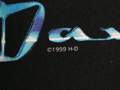 90s ハーレー ダビットソン 両面 プリント Tシャツ メンズ L / 古着 オールド 当時物 オフィシャル バイク イラスト グラフィック ブラック