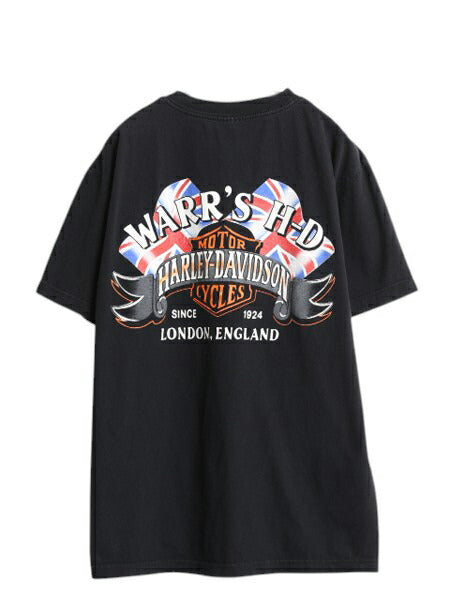 90s ハーレー ダビットソン 両面 プリント Tシャツ メンズ L / 古着 オールド 当時物 オフィシャル バイク イラスト グラフィック ブラック