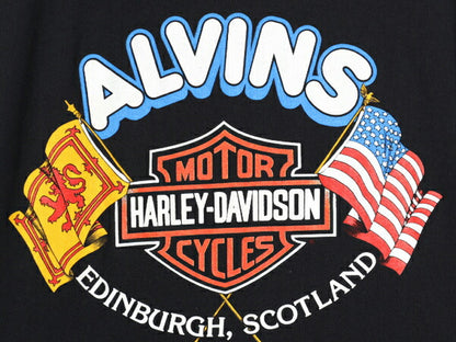 90s ハーレー ダビットソン 両面 プリント Tシャツ メンズ L / 古着 オールド オフィシャル 当時物 バイク イラスト グラフィック ブラック