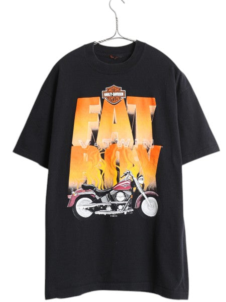 90s ハーレー ダビットソン 両面 プリント Tシャツ メンズ L / 古着 オールド オフィシャル 当時物 バイク イラスト グラフィック ブラック