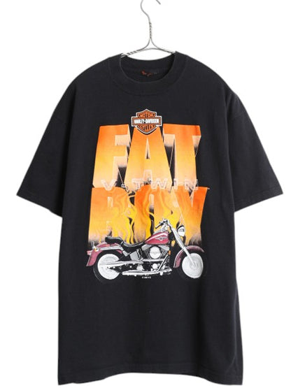 90s ハーレー ダビットソン 両面 プリント Tシャツ メンズ L / 古着 オールド オフィシャル 当時物 バイク イラスト グラフィック ブラック