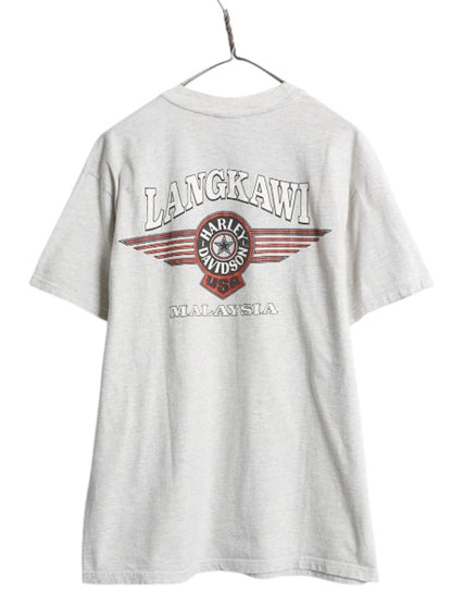 90s ハーレー ダビットソン イーグル イラスト 両面 プリント Tシャツ メンズ L / 古着 オールド 当時物 オフィシャル バイク グラフィック