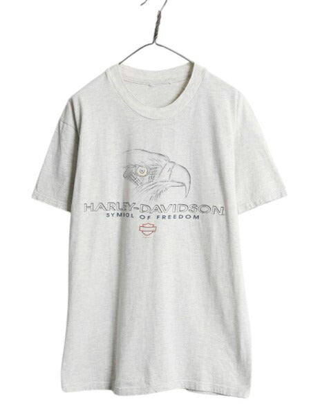 90s ハーレー ダビットソン イーグル イラスト 両面 プリント Tシャツ メンズ L / 古着 オールド 当時物 オフィシャル バイク グラフィック