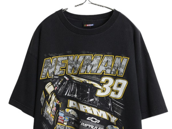 ナスカー 両面 イラスト プリント Tシャツ メンズ XL 古着 オフィシャル グラフィック アート ヘビーウェイト ミリタリー US ARMY ブラック