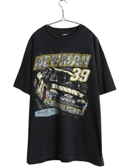ナスカー 両面 イラスト プリント Tシャツ メンズ XL 古着 オフィシャル グラフィック アート ヘビーウェイト ミリタリー US ARMY ブラック