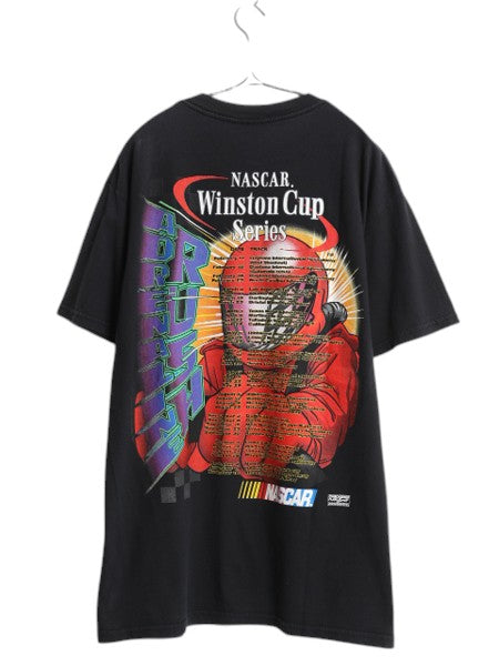 00s ナスカー 両面 イラスト プリント Tシャツ メンズ L / 古着 オールド グラフィック アート ヘビーウェイト モータースポーツ ブラック